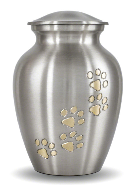 Ottilie Series Pewter Urn with Vertical Brass Paws